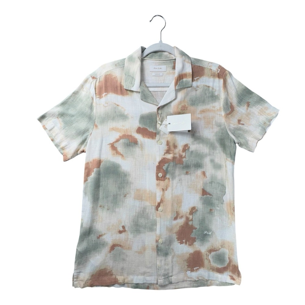 Porter & Ash Shirt Men's MultiColor Tie Dye Button Short Sleeve Linen Blend S
